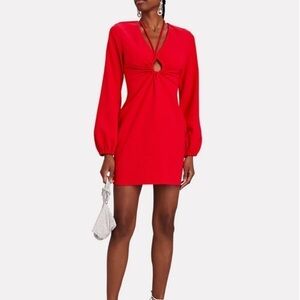 NWOT A.L.C. Womens Leslie Red Cut-Out Plunge Party Mini Dress sz 4